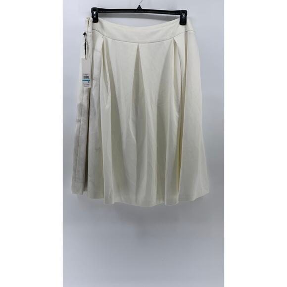 CALVIN KLEIN Women's Plus White Pleated Scuba A-Line Knee-Length Skirt SZ 20W - Picture 2 of 12